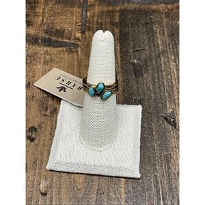 Barse Remnants Stack Ring Trio- Turquoise-Bronze- 7.75-NWT